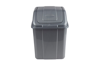 gray trash can on no background, isolate