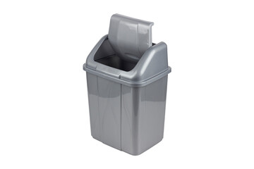 gray trash can on no background, isolate