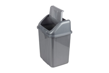 gray trash can on no background, isolate