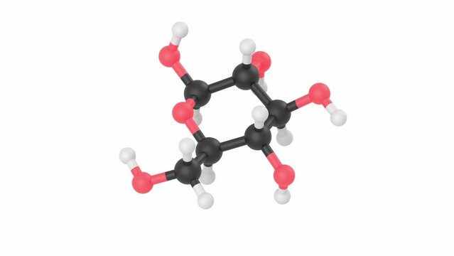glucose 3d molecular structure, chemistry animation. Can be used to represent diabetes, sugar or carbohydrates