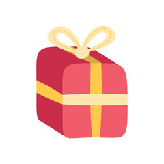 red gift with yellow bow