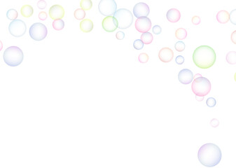 Soap bubbles randomly flew on a white background. Background design. Vector