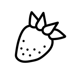 Strawberry line doodle vector icon. Kawaii strawberry. Funny fruit pun illustration, cute and simple doodle style drawing.