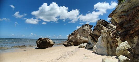 rocks on the beach. Bahia - Brazil. Beach Bom Jesus dos Pobres.