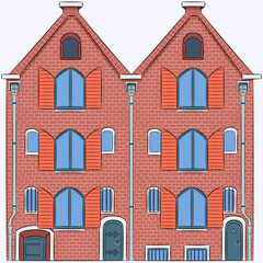Amsterdam. Netherlands. Old traditional stone dutch houses.
