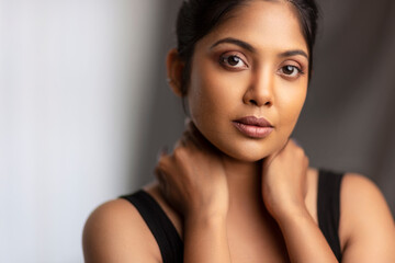 Beautiful Indian young woman beauty portrait shot.