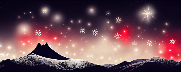 Fototapeta premium Christmas landscape with mountains