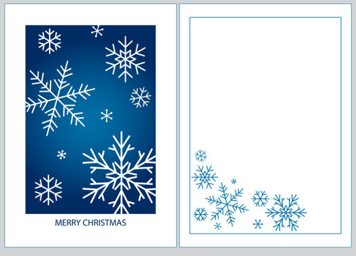 Merry New Year and Christmas corporate holiday cards. Universal abstract modern art templates with snowflakes, decorative borders