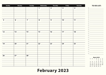 February 2023 Monthly Business Desk Pad Calendar.