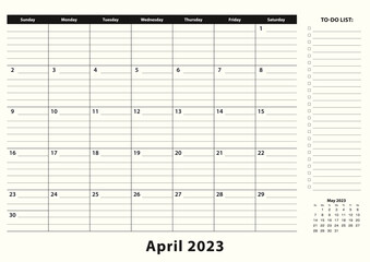 April 2023 Monthly Business Desk Pad Calendar.