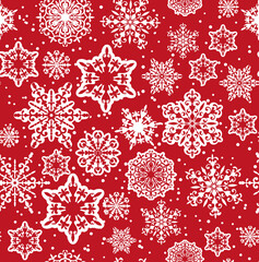Naklejka na ściany i meble Christmas pattern of snowflakes. Vector seamless pattern of snowflakes.