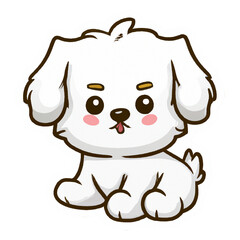 Fototapeta premium Cute White Puppy Cartoon