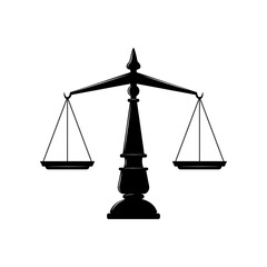 Mechanical balancing scales, symbol of law and judgment, punishment and truth, retro measuring device icon. Dual balance Themis scales of justice