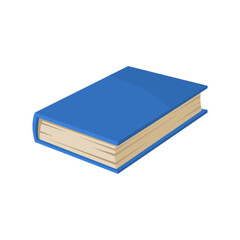 Blue bestseller or textbook, encyclopedia or brochure in hardcover, bibliography paper information. Back to school literature, closed book