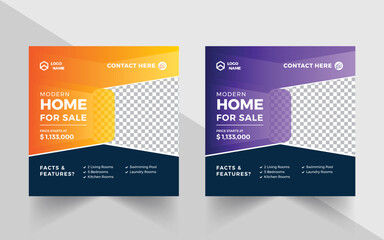 Real Estate Home Sale Banner With Abstract Background