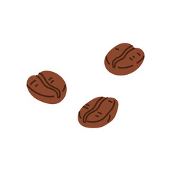 Coffee bean isolated americano drink ingredient color cartoon icon. Vector coffee berry brown seed, aromatic arabica roasted bean