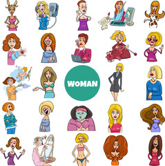 cartoon women and girls characters big set