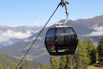 a gondola of the mountain railway in tyrol
