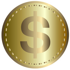 Gold Coins with Dollar Sign Illustration