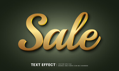 Editable elegant 3d gold sale text effect. Luxury fancy golden font style perfect for logotype, title or heading text.	