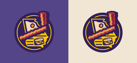 Naklejka premium Modern & fun hockey badge bacon Georgia themed logo for beer league team. Editable vector file.