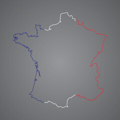 vector illustration of german flag colored outline map of France
