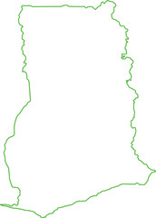 vector illustration of green colored outline map of Ghana