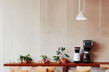 Scandinavian design coffee house interior illustration 