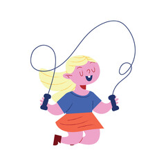 kid girl jumping rope