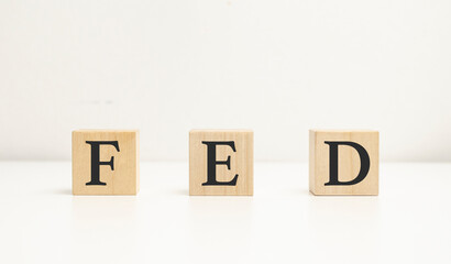 fed sign on wooden cubes concept, wooden cubes.