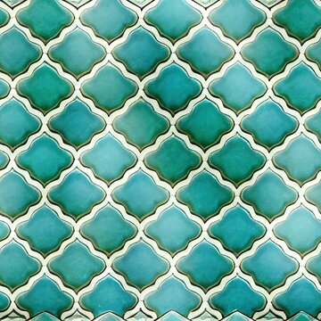 Light blue, turquoise, moroccan artistic tile seamless pattern