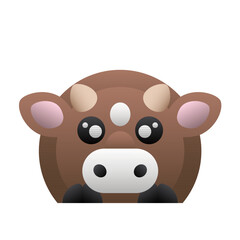Abstract Simple Cow Ox Bull Calf Taurus. Celebration. Christmas, New Year. Farm. Chinese Calendar 1949, 1961, 1973, 1985, 1997, 2009, 2021, 2033, 2045, 2057, 2069 years.