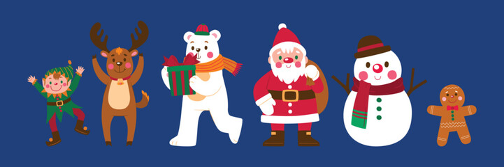 Christmas Cute Characters Set, Vector, Illustration