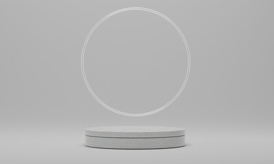 3d rendered cylinder ring  Podium on the floor geometric shapes Platforms for product presentation, mock up Abstract pastel background color.