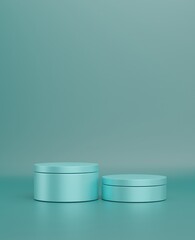 3d rendered cylinder Podium on the floor geometric shapes Platforms for product presentation, mock up Abstract pastel background color.