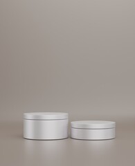 3d rendered cylinder Podium on the floor geometric shapes Platforms for product presentation, mock up Abstract pastel background color.