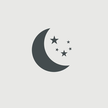 Moon and stars vector icon illustration sign