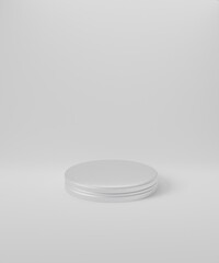 3d rendered cylinder Podium on the floor geometric shapes Platforms for product presentation, mock up Abstract pastel background color.