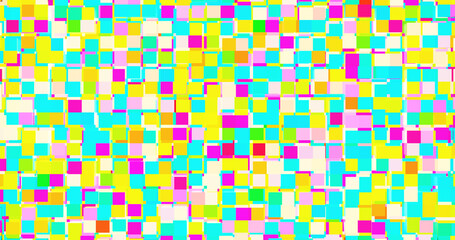 Render with a bright colorful squares background