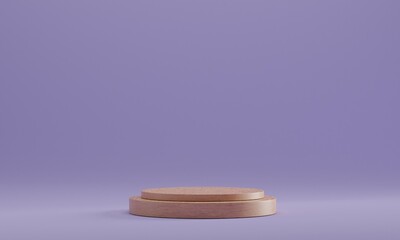 3d rendered cylinder Podium on the floor geometric shapes Platforms for product presentation, mock up Abstract pastel background color.