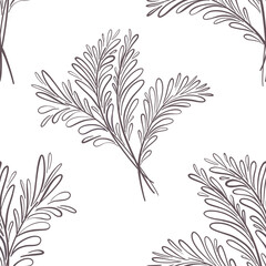 Seamless floral pattern in minimalist style. Linear twigs on a pattern with dark lines. Idea for textile, fabric, wallpaper, print for clothes.