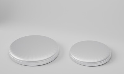 3d rendered cylinder Podium on the floor geometric shapes Platforms for product presentation, mock up Abstract pastel background color.