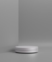 3d rendered cylinder Podium on the floor geometric shapes Platforms for product presentation, mock up Abstract pastel background color.