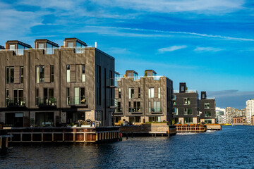 Copenhagen, Denmark New and modern residential buildings in the Sydhavnen district south of town.