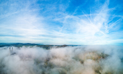 The Altenbanz monastery, shrouded in fog, could easily pass as the setting for a medieval ghost film.