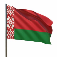 The national flag of the Republic of Belarus on a white background 3d-rendering