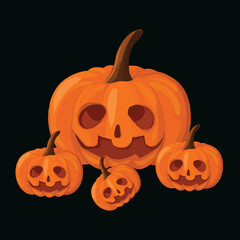 Halloween pumpkins on a black background