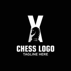 Letter X Horse Chess Logo Design Template Inspiration, Vector Illustration.