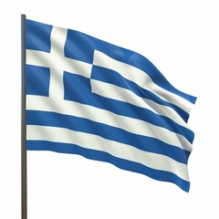 Obraz premium flag of Greece waving in the wind on a white background 3d-rendering