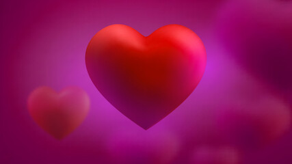 3d red heart balloon vector. Valentine background romantic design. Pink love illustration.